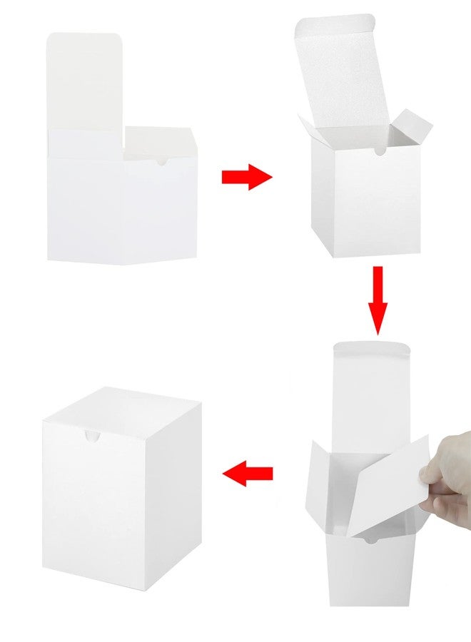 Bonfasvo Gift Boxes 30 Pack 4x4x4 inches White Fold Kraft Paper Boxes Bridesmaids Proposal Box Cupcake Boxes Easy Assemble Boxes with Lids for Wedding Birthday Party Christmas - Image 4